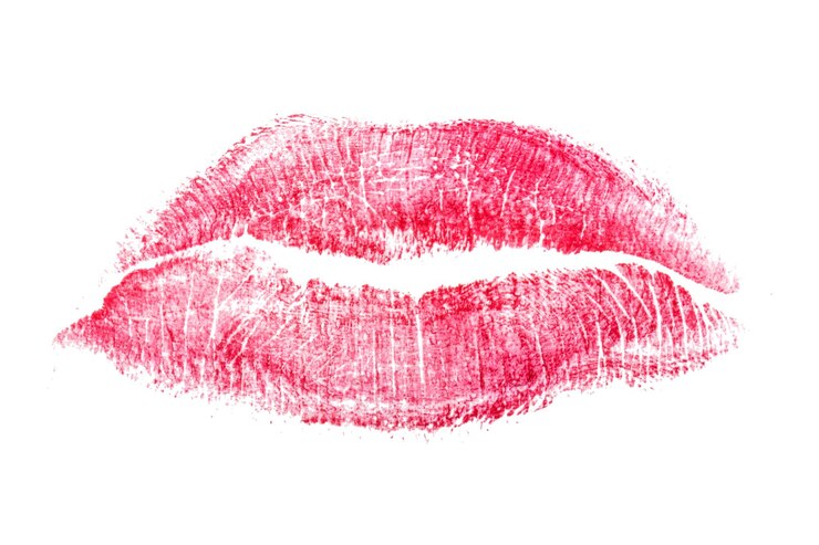 Foto beso del lápiz labial