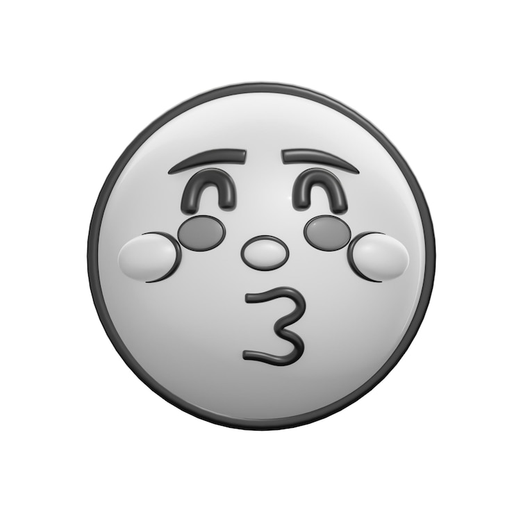 Foto un beso retro 3d con una ilustración de emoticon de cara sonriente