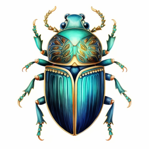 Besouro azul isolado no fundo branco Ilustração de um besouro