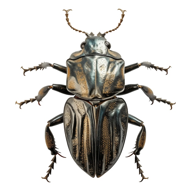 besouro isolado em um fundo branco ou transparente besouro escuro em close-up vista superior tema de inseto