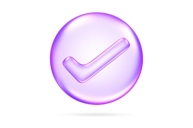 Bestätigungs-Symbol in lila Glasmorphismus-Stil verwendet, um die Fertigstellung der Genehmigung darzustellen