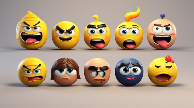 Foto beste gelbe misch-emoji-gesichtsfotos, die von ai generiert wurden