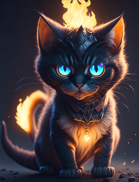 Beste Qualität Dark Fantasy Art Cat Mario in dramatischer Beleuchtung