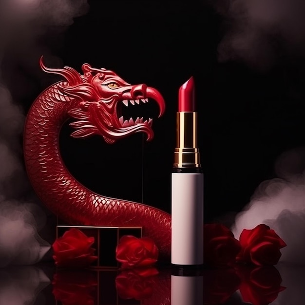 Beste schöne rote Lippenstiftbilder Generative KI
