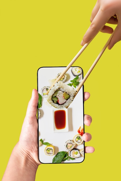 Bestellen Sie das Sushi-Set mit der Handy-App