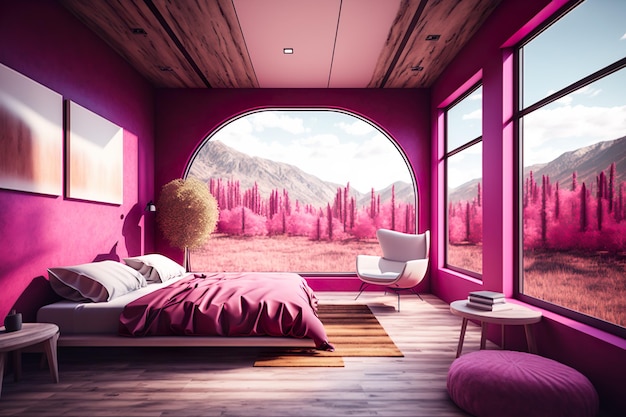 Bestes Innendesign einer Lodge mit wunderschöner Aussicht Ai Generated