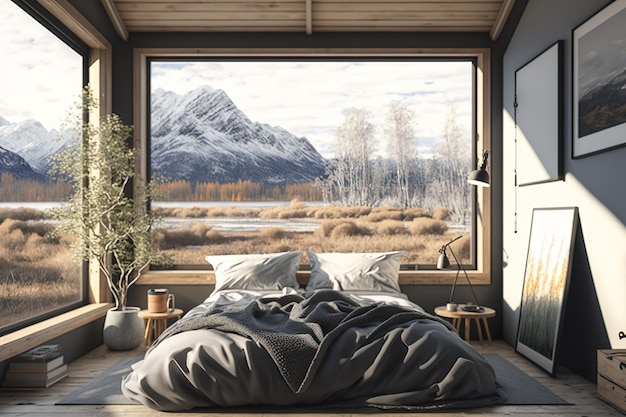 Bestes Innendesign einer Lodge mit wunderschöner Aussicht Ai Generated