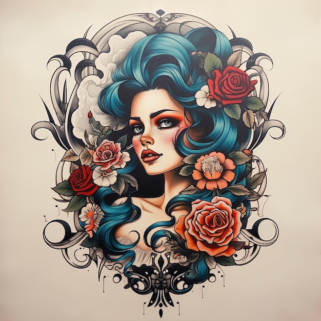 Bestes traditionelles Tattoo-Design der Welt. Generative KI