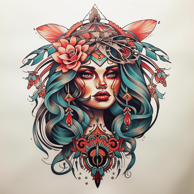 Bestes traditionelles Tattoo-Design der Welt. Generative KI