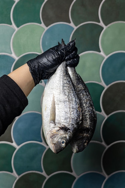 besugo enfriado en una pescadería