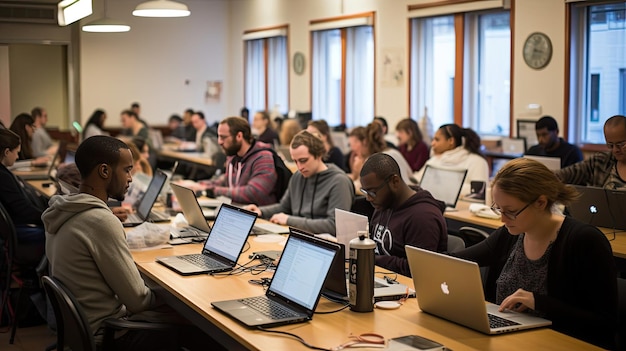 Beteiligen Sie sich an der Szene eifriger Lernender, die mit Begeisterung an einem interaktiven Workshop teilnehmen, deren aktives Engagement und Eifer durch KI erzeugt werden