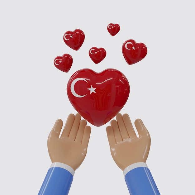 Beten Sie die Türkei, die Flagge der Türkei, das Symbol 3d