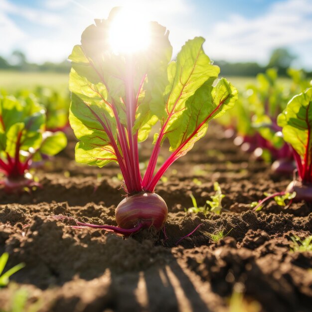 beterraba fresca no campo Cultivo de plantas IA generativa