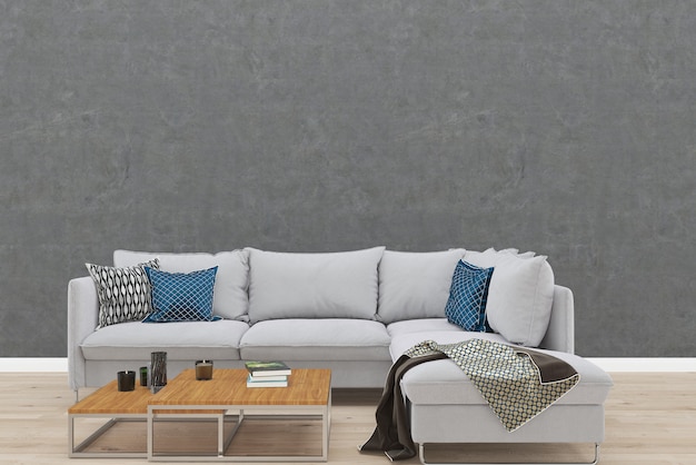 Betonboden Wohnzimmer Holzboden grau Sofa Hintergrund Vorlage