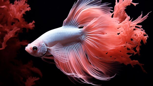 Betta-Fisch rosa Farbe auf schwarzem Hintergrund