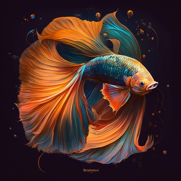 Betta hermosa pintura siamés lucha tropical imagen de fondo de pantalla Arte generado por IA