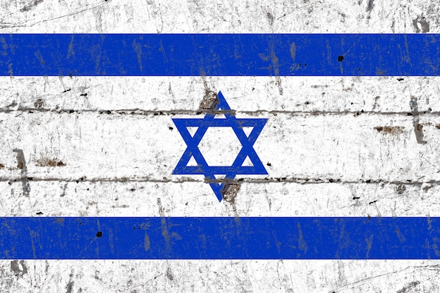 Beunruhigte Flagge Israels gemalt auf einem rustikalen Blech