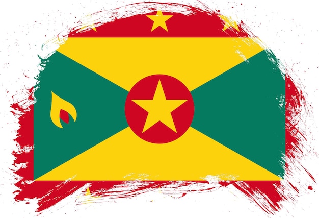 Beunruhigte Schlaganfallbürste malte Flagge von Grenada auf weißem Hintergrund