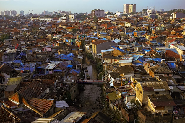 Bevölkerungsdichte der Stadt Bandung in der goldenen Stunde