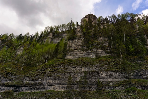 Bewaldete Felsklippe - Canyonwand - bei bewölktem Wetter