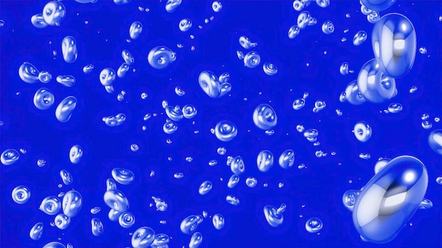 Foto bewegende d-blase in flüssiger bewegung dichte d-kugeln bewegen sich in flüssiger d-animation mit bewegenden runden blasen