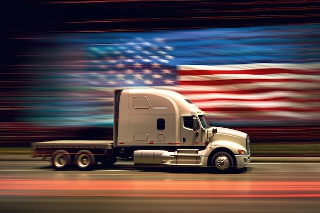 Bewegender LKW-Amerikaner in Bewegung Generative KI