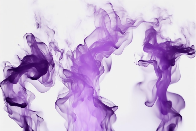 Bewegliche violette Flammen und Rauch auf weißem Hintergrund Illustration Generative KI