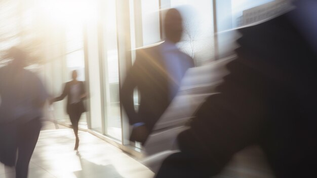 Bewegungsblur-Bild von verschwommenen Geschäftsleuten im Büro