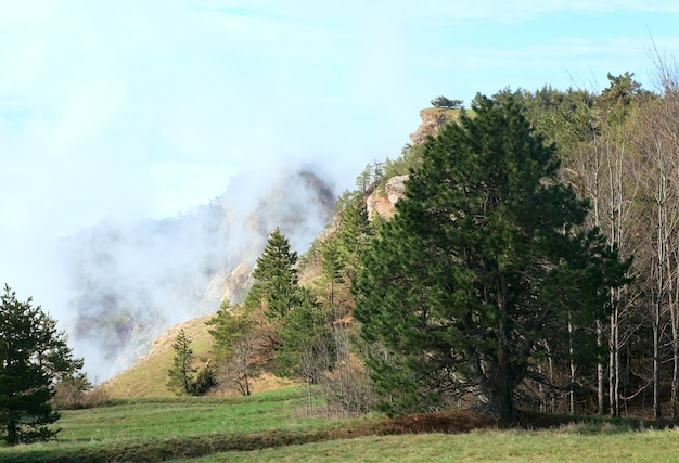 Bewölkter Aj-Petri-Berg-Draufsicht (Krim, Ukraine)