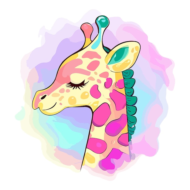 Bezaubernde Aquarell-Giraffe mit generativer KI