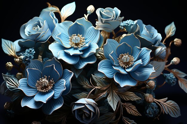 Bezaubernde Blautöne, fesselnder Hintergrund aus blauen Blumen, die Schönheit der Natur in ruhigen Farbtönen, generative KI