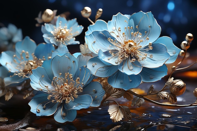 Bezaubernde Blautöne, fesselnder Hintergrund aus blauen Blumen, die Schönheit der Natur in ruhigen Farbtönen, generative KI