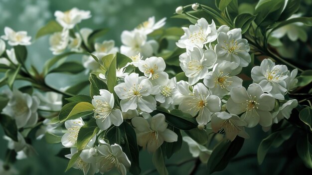 Bezaubernde Blüten Ätherische Ansammlung elfenbeinfarbener Blüten, die eine majestätische Baumleinwand schmücken