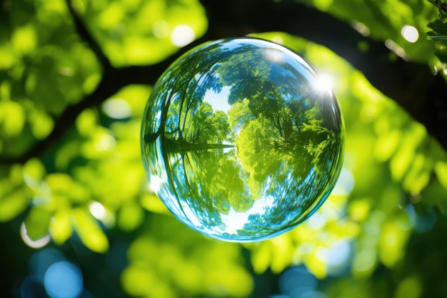 Bezaubernde Momente in der Natur, klare, transparente Blase, eingefangen unter einem majestätischen Baumdach