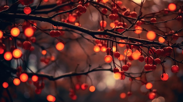 Bezaubernde rote Bokeh-Lichter sorgen für eine festliche Atmosphäre