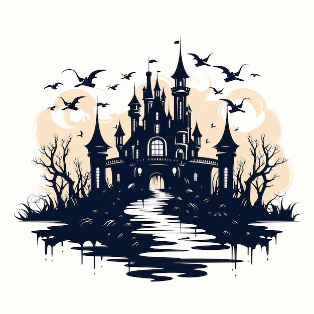 Foto bezaubernde spukschloss-halloween-aquarell-illustration, generative ki