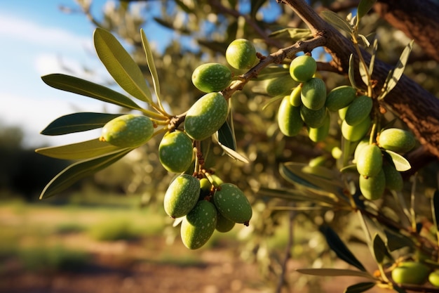Bezaubernde Szene einer mit grünen Olivenzweigen geschmückten Landschaftsplantage AR 32
