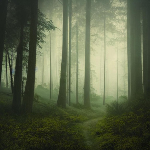 bezaubernde Waldlandschaft Farnblatt und glänzend