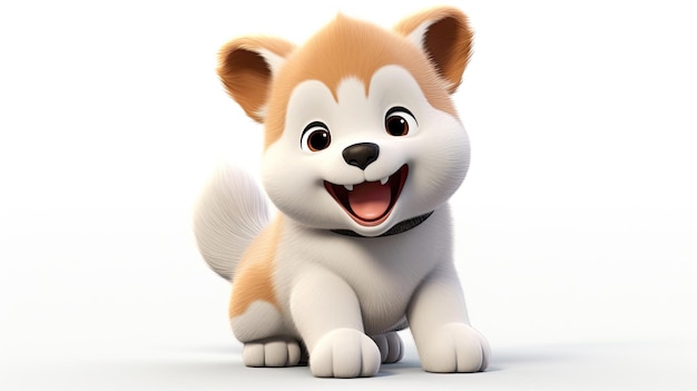 Bezaubernder 3D-Akita im Pixar-Stil in fröhlicher Pose