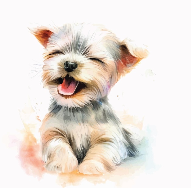 Bezauberndes Aquarell-Yorkshire-Terrier-Welpenporträt