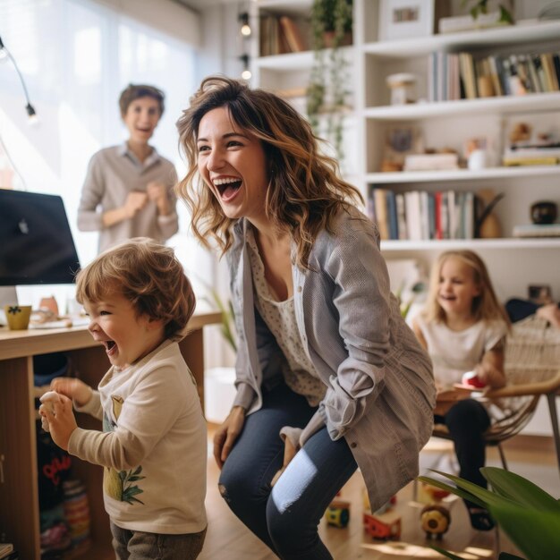 BFamilia divirtiéndose en casa