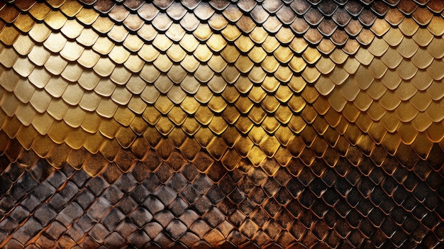 Bfondo da pele dourada de um crocodilo cobra textura em escala de dragão imagem gerada por IA