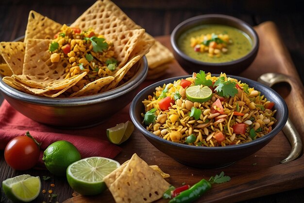 Foto bhel puri con papdi crujiente