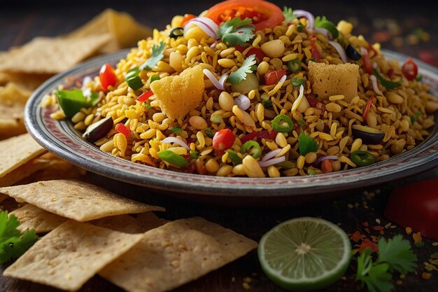 Foto bhel puri con papdi crujiente