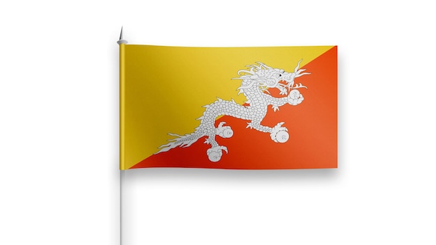 Foto bhutan-flagge auf weißem hintergrund