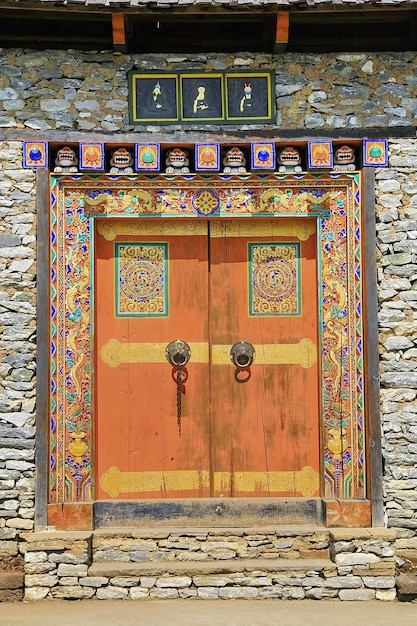 Foto bhutan kunst steintor hintergrund, asien landreise