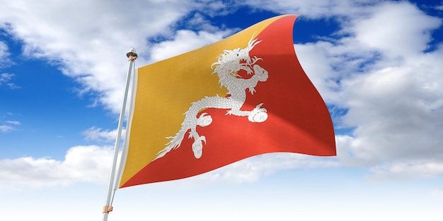 Foto bhutan winkende flagge 3d-darstellung