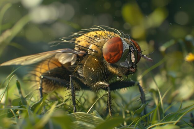 Foto bibio marci hawthorn fly sentado na grama
