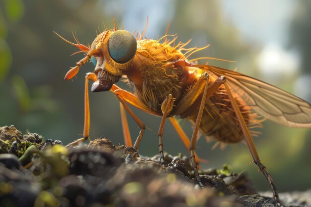 Foto bibio marci march voa com larvas que danificam as raízes das plantas