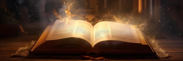 Biblia sobre la mesa a la luz Generativo ai